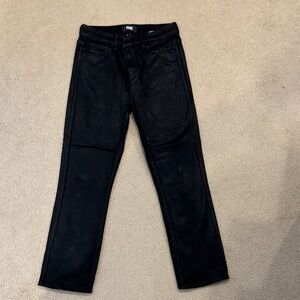 PAIGE Black Straight Leg  Coated Jeans